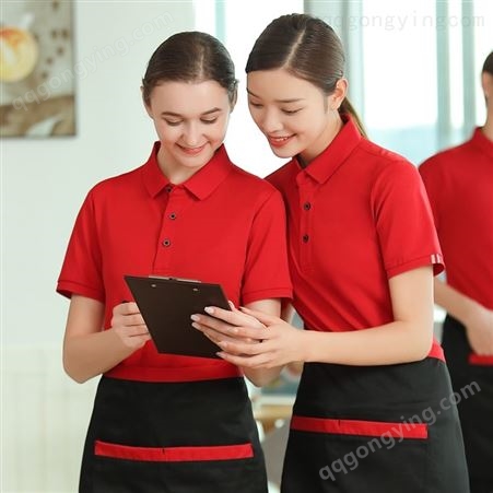 服务员工作服男女装短袖T恤夏季网咖奶茶超市烧烤餐饮火锅店定制衣