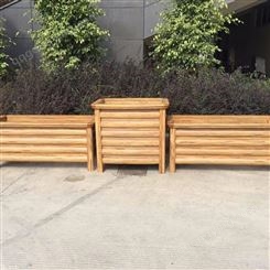 高速路服务区种植铝花箱 仿木色休闲座椅花箱 花箱设计