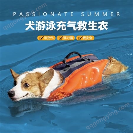 YA002L111跨境宠物用品新款狗狗充气游泳衣易携带宠物救生衣送打气筒现货