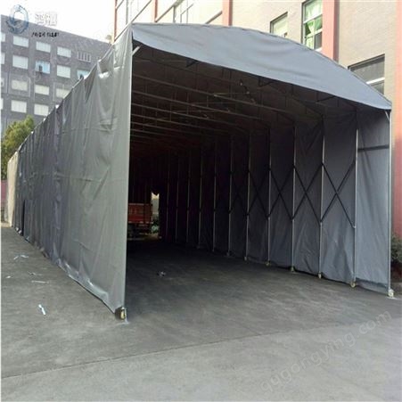 七都厂区室外堆货移动推拉式雨棚制作 鸿禧活动拱形伸缩蓬搭建