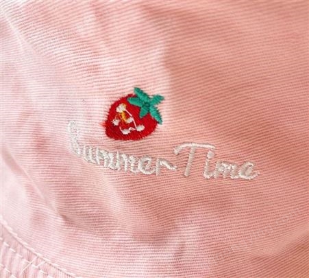 粉色小草莓渔夫帽 遮阳帽 日系遮脸韩版潮休闲
