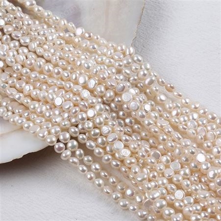 4-5mm两面光天然淡水珍珠馒头珠半成品diy巴洛克珍珠饰品配件批发
