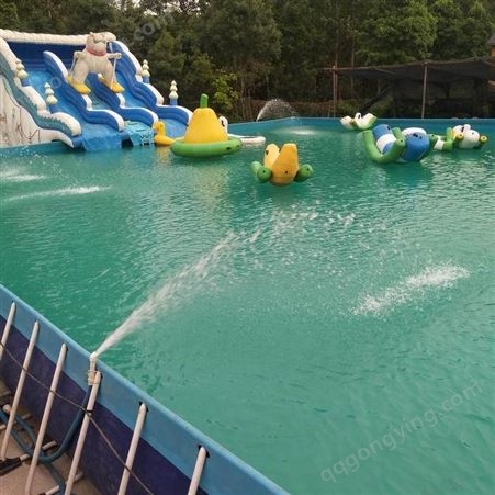 华予游乐供应 充气水上乐园设备 大型儿童水池滑梯组合大型充气水池