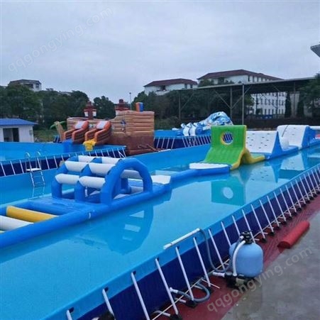 华予游乐供应 充气水上乐园设备 大型儿童水池滑梯组合大型充气水池