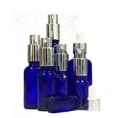 可定制 化妆品玻璃分装瓶 蓝色玻璃瓶 喷雾细雾滴管瓶 乳液瓶  补水蓝色精油避光瓶