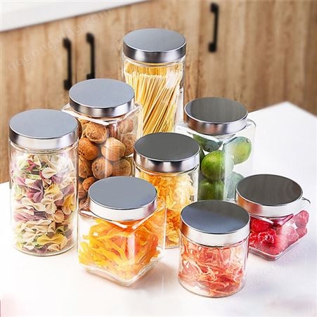 鸿皓 定制多规格玻璃密封罐带盖透明茶叶罐五谷杂粮储物罐