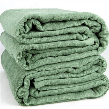 救灾物资军绿纯棉毛巾被学生空调毛巾毯应急救灾毛巾盖毯汛利