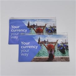 供应彩色印刷图案PVC拉链袋卡包自封包平面文具收纳袋
