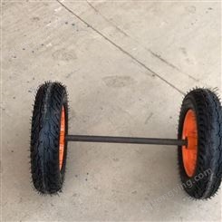 两轮轮胎重型拖车滚轮橡胶推车轮子14寸实心轮手老虎车轮带轴轱辘