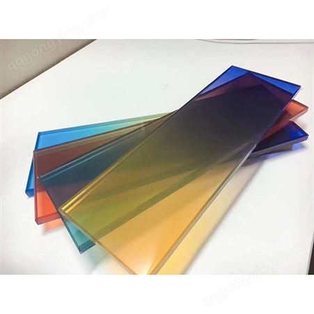 彩色玻璃变色炫彩夹胶幕墙玻璃各种尺寸均可制作