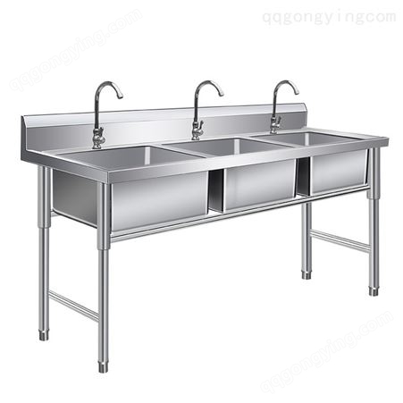 商用不锈钢水槽三槽三眼三连池洗菜池洗碗池洗菜盆饭店用3个水池