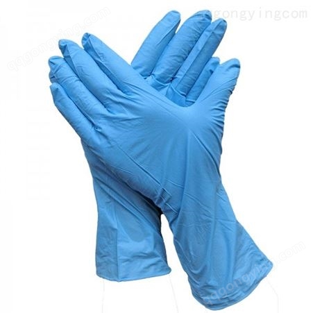 9寸蓝色白色丁晴手套  无尘防护防水防油无粉手套  耐磨手套